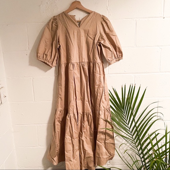 Zara | Dresses | Zara Puff Sleeve Tiered Poplin Midi Dress Nwt | Poshmark